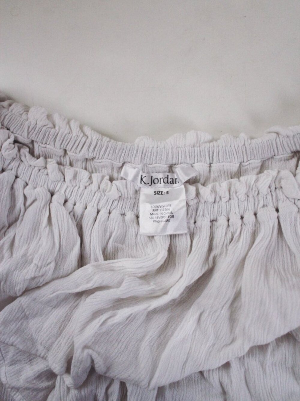 White Off-Shoulder Ruffle Blouse Top Fairy Cottagecore Boho S Tie Waist - Picture 3 of 7